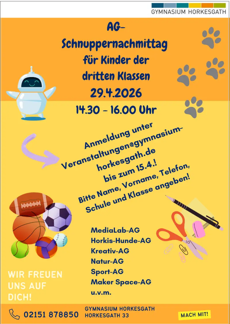 AG-Schnuppernachmittag f&uuml;r Kinder der 3. Klassen