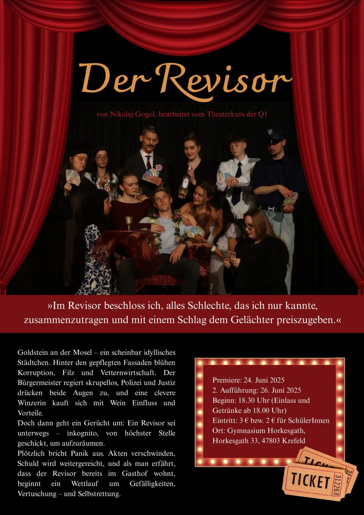 Der Revisor – Theateraufführung der Q1