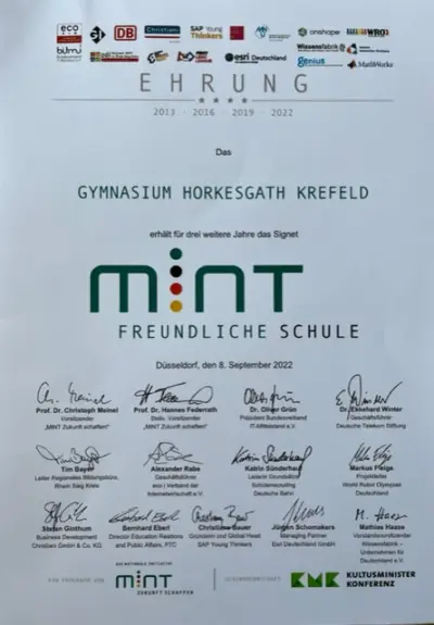 Erneute Ehrung als &bdquo;MINT-freundliche Schule&ldquo;