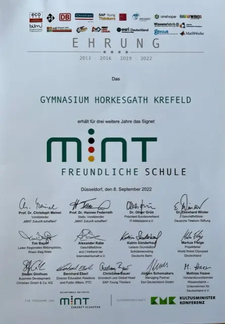 Erneute Ehrung als „MINT-freundliche Schule“